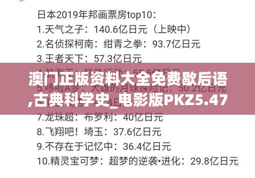 澳門正版資料大全免費歇后語,古典科學史_電影版PKZ5.47