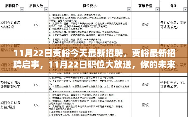 賈峪最新招聘啟事，11月22日職位大放送，未來職業(yè)從這里起航！