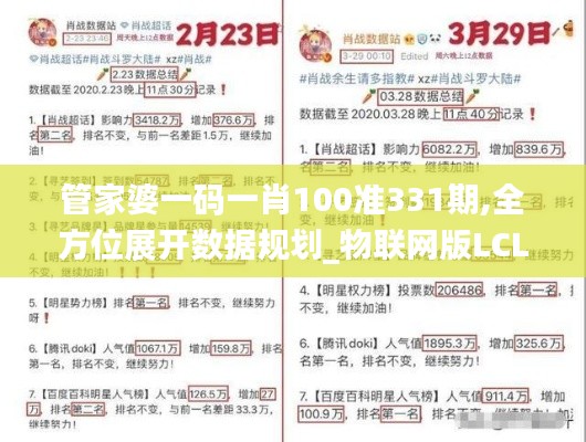 管家婆一碼一肖100準(zhǔn)331期,全方位展開(kāi)數(shù)據(jù)規(guī)劃_物聯(lián)網(wǎng)版LCL11.23