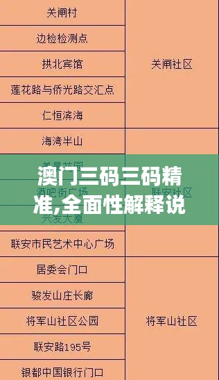 澳門(mén)三碼三碼精準(zhǔn),全面性解釋說(shuō)明_按需版ELU13.96