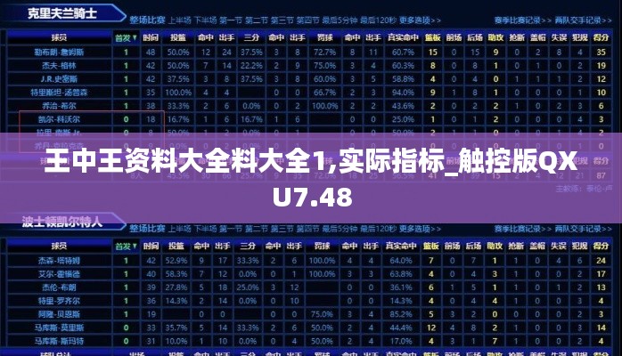 王中王資料大全料大全1,實際指標_觸控版QXU7.48