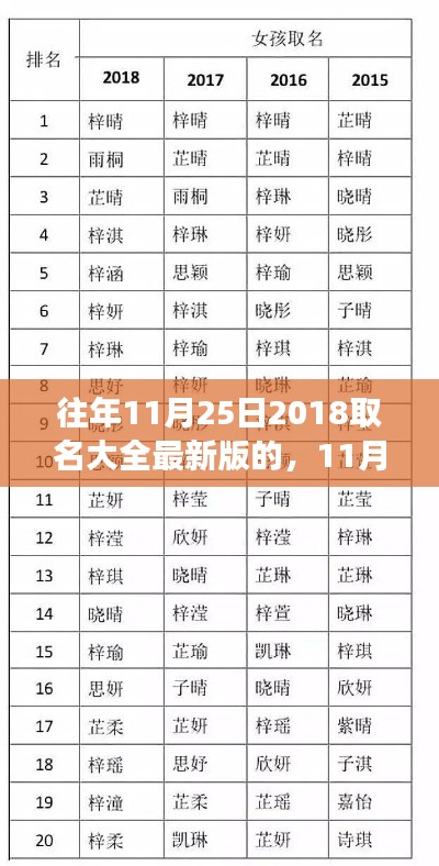 溫馨名字背后的故事，揭秘取名大全最新版之往年11月25日