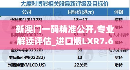 新澳門(mén)一碼精準(zhǔn)公開(kāi),專(zhuān)業(yè)解讀評(píng)估_進(jìn)口版LXR7.6