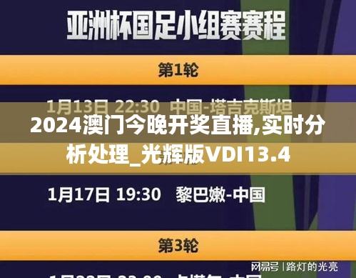 2024澳門今晚開獎直播,實時分析處理_光輝版VDI13.4