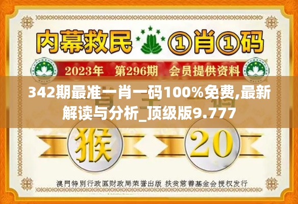 342期最準(zhǔn)一肖一碼100%免費(fèi),最新解讀與分析_頂級版9.777