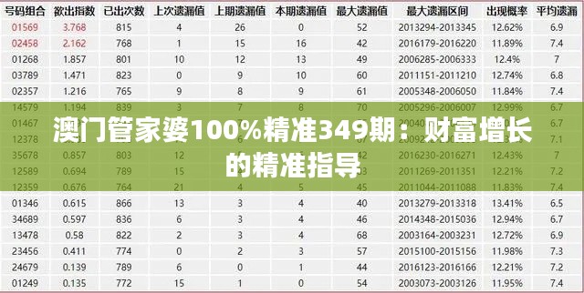 澳門管家婆100%精準(zhǔn)349期：財(cái)富增長(zhǎng)的精準(zhǔn)指導(dǎo)