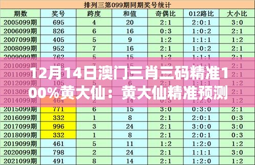 12月14日澳門三肖三碼精準(zhǔn)100%黃大仙：黃大仙精準(zhǔn)預(yù)測的獨特視角