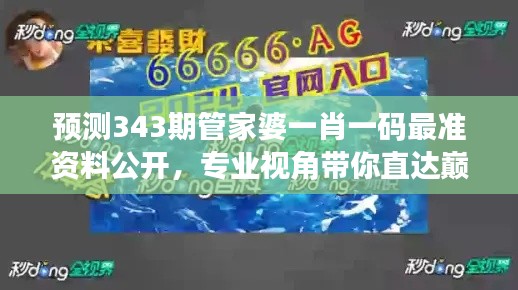 預(yù)測343期管家婆一肖一碼最準(zhǔn)資料公開，專業(yè)視角帶你直達(dá)巔峰