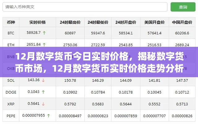 揭秘數(shù)字貨幣市場，今日實時價格分析與走勢預測（12月版）