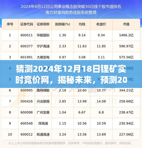 揭秘未來鋰礦市場(chǎng)，實(shí)時(shí)競(jìng)價(jià)網(wǎng)展望至2024年12月18日