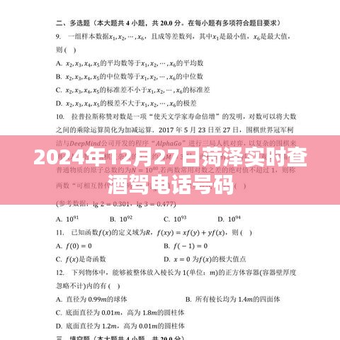 菏澤實(shí)時(shí)查酒駕電話號(hào)碼（時(shí)間，2024年12月27日）