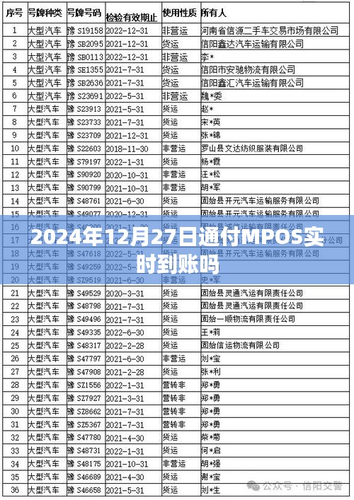 通付MPOS實(shí)時(shí)到賬時(shí)間查詢，2024年12月27日更新