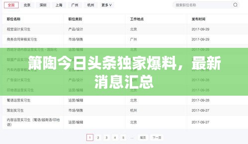 簫陶今日頭條獨家爆料，最新消息匯總