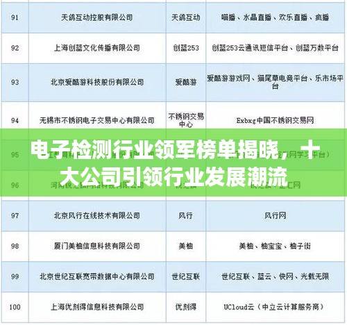 電子檢測行業(yè)領(lǐng)軍榜單揭曉，十大公司引領(lǐng)行業(yè)發(fā)展潮流