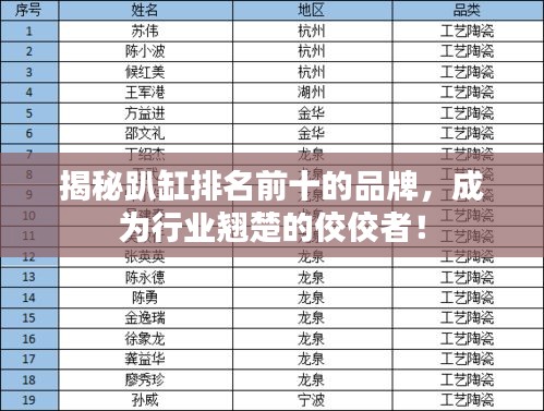 揭秘趴缸排名前十的品牌，成為行業(yè)翹楚的佼佼者！