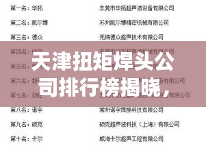 天津扭矩焊頭公司排行榜揭曉，行業(yè)內(nèi)領(lǐng)先企業(yè)的榮譽(yù)榜單