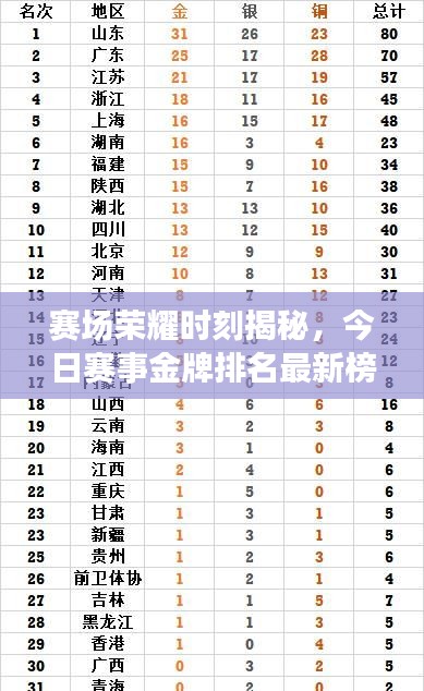 賽場(chǎng)榮耀時(shí)刻揭秘，今日賽事金牌排名最新榜單！