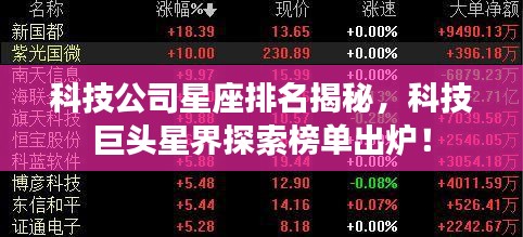 科技公司星座排名揭秘，科技巨頭星界探索榜單出爐！