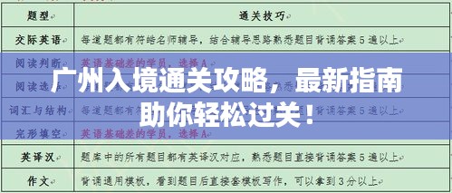 廣州入境通關(guān)攻略，最新指南助你輕松過關(guān)！
