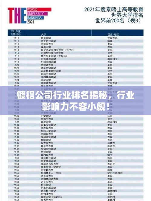 鍍鋁公司行業(yè)排名揭秘，行業(yè)影響力不容小覷！