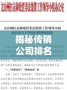 揭秘傳銷公司排名名單，警惕非法傳銷陷阱！