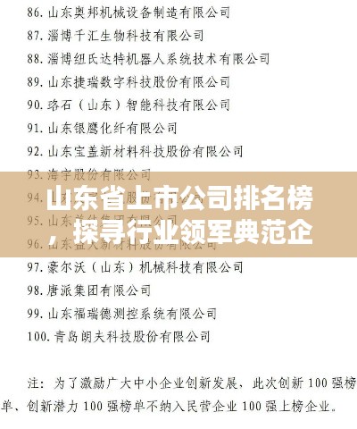 山東省上市公司排名榜，探尋行業(yè)領軍典范企業(yè)！