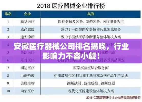 安徽醫(yī)療器械公司排名揭曉，行業(yè)影響力不容小覷！