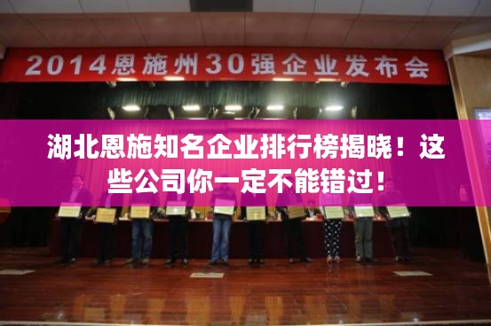 湖北恩施知名企業(yè)排行榜揭曉！這些公司你一定不能錯(cuò)過！