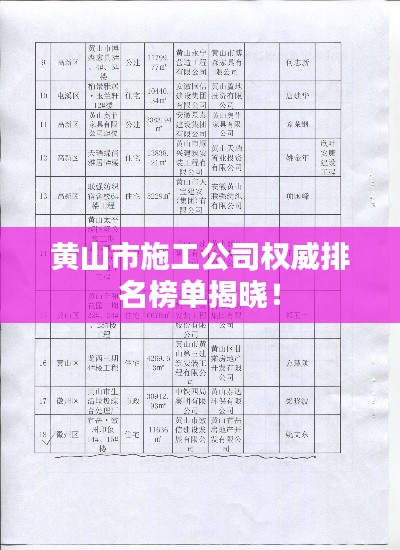 黃山市施工公司權(quán)威排名榜單揭曉！