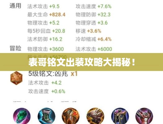 表哥銘文出裝攻略大揭秘！