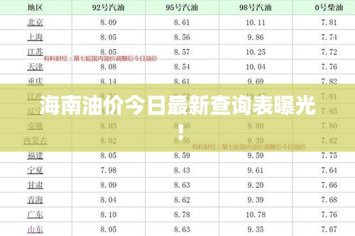 海南油價(jià)今日最新查詢表曝光！