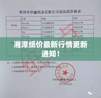 湘潭紙價最新行情更新通知！