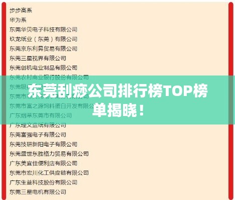 東莞刮痧公司排行榜TOP榜單揭曉！