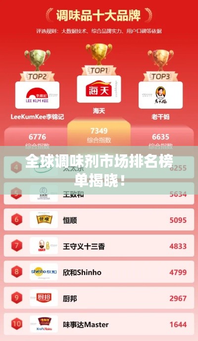 全球調(diào)味劑市場(chǎng)排名榜單揭曉！