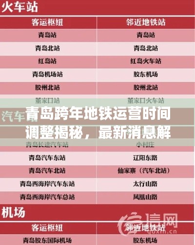青島跨年地鐵運(yùn)營(yíng)時(shí)間調(diào)整揭秘，最新消息解讀，是否延長(zhǎng)跨年運(yùn)營(yíng)時(shí)間？