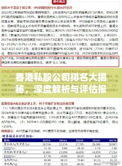 香港私股公司排名大揭秘，深度解析與評估報告