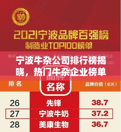 寧波牛雜公司排行榜揭曉，熱門牛雜企業(yè)榜單！