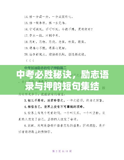 中考必勝秘訣，勵(lì)志語錄與押韻短句集結(jié)