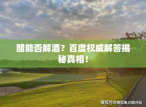 醋能否解酒？百度權(quán)威解答揭秘真相！