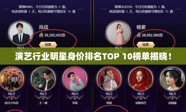 演藝行業(yè)明星身價(jià)排名TOP 10榜單揭曉！