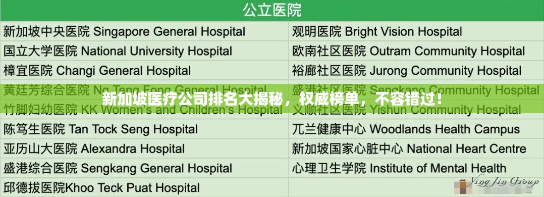 新加坡醫(yī)療公司排名大揭秘，權(quán)威榜單，不容錯(cuò)過！
