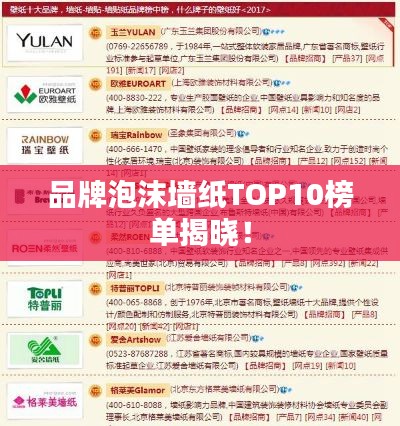 品牌泡沫墻紙TOP10榜單揭曉！