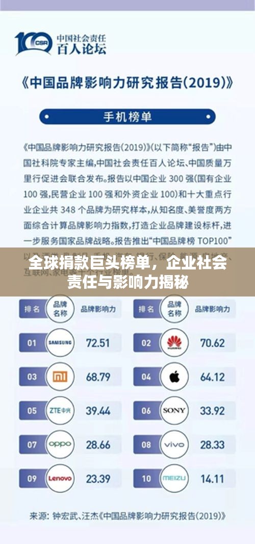 全球捐款巨頭榜單，企業(yè)社會(huì)責(zé)任與影響力揭秘