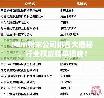 Mim粉末公司排名大揭秘，行業(yè)權(quán)威榜單揭曉！