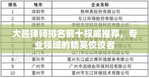 大邑律師排名前十權(quán)威推薦，專業(yè)領(lǐng)域的精英佼佼者