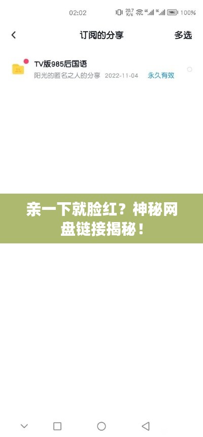 親一下就臉紅？神秘網(wǎng)盤(pán)鏈接揭秘！