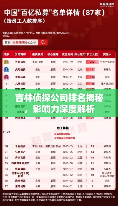 吉林偵探公司排名揭秘，影響力深度解析