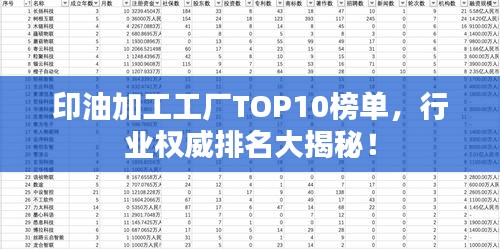 印油加工工廠TOP10榜單，行業(yè)權(quán)威排名大揭秘！
