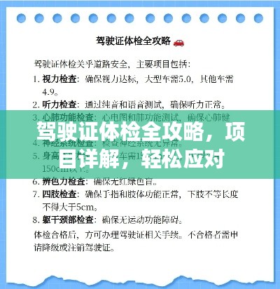 駕駛證體檢全攻略，項目詳解，輕松應對