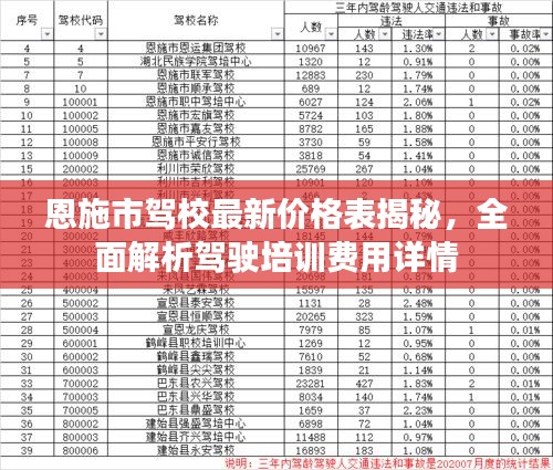 恩施市駕校最新價格表揭秘，全面解析駕駛培訓(xùn)費用詳情